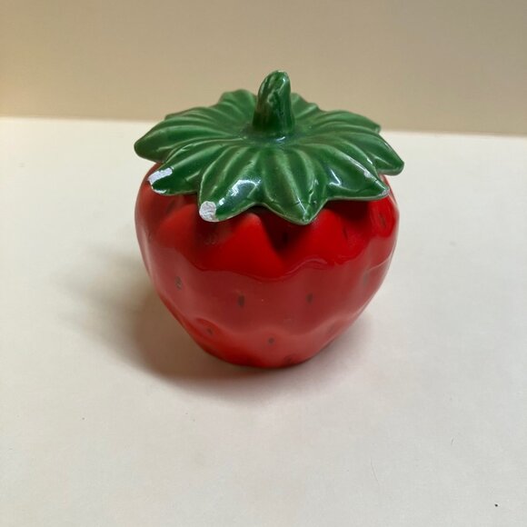 Vintage Small 2" Ceramic Condiment jars 5 pc Fruit set (no spoons) - Picture 12 of 13